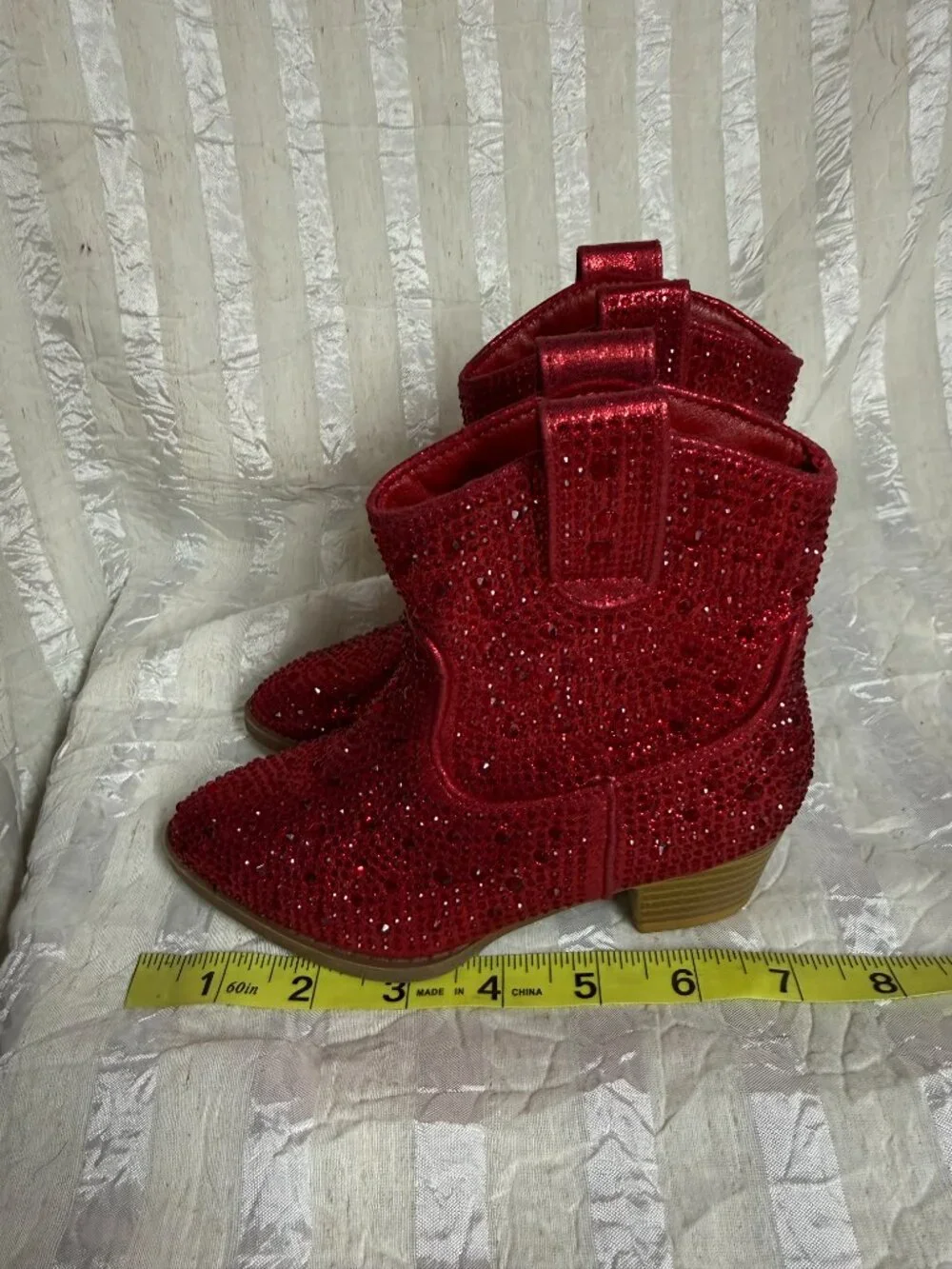 Link Red Rhinestone Crystal Western Cowgirl Boots Toddler Girls Size 9